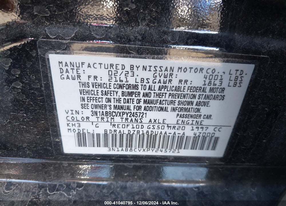 2023 NISSAN SENTRA SV XTRONIC CVT VIN: 3N1AB8CVXPY245721