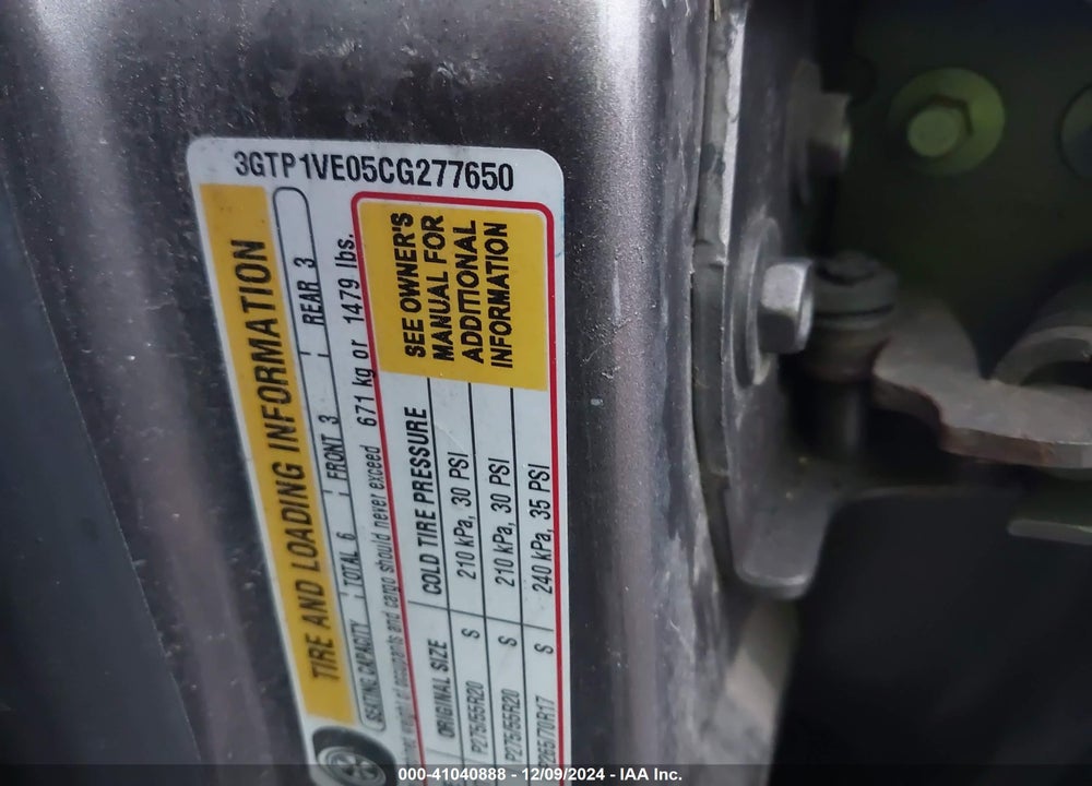 2012 GMC SIERRA 1500 SLE VIN: 3GTP1VE05CG277650