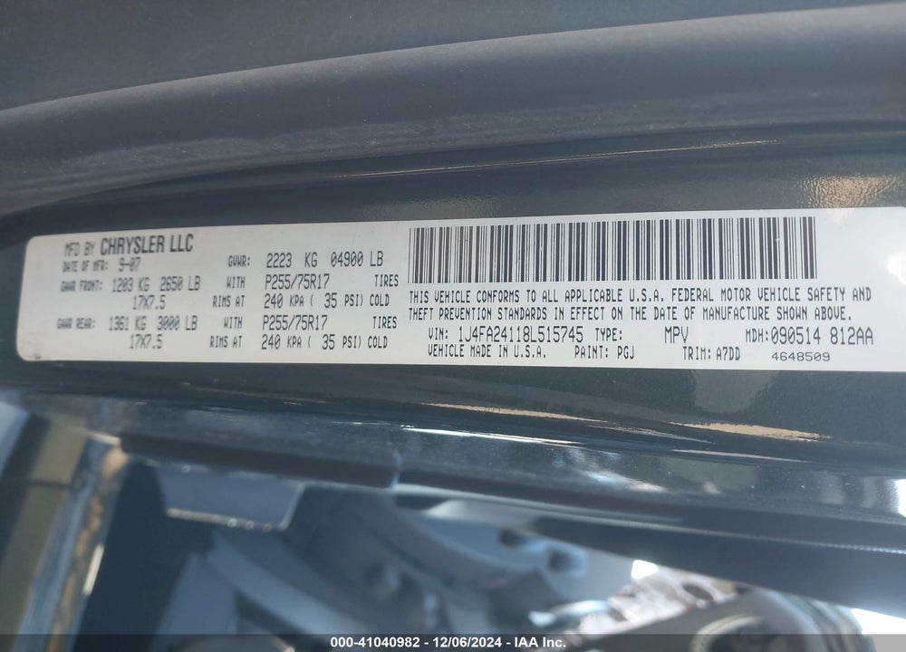 2008 JEEP WRANGLER X VIN: 1J4FA24118L515745