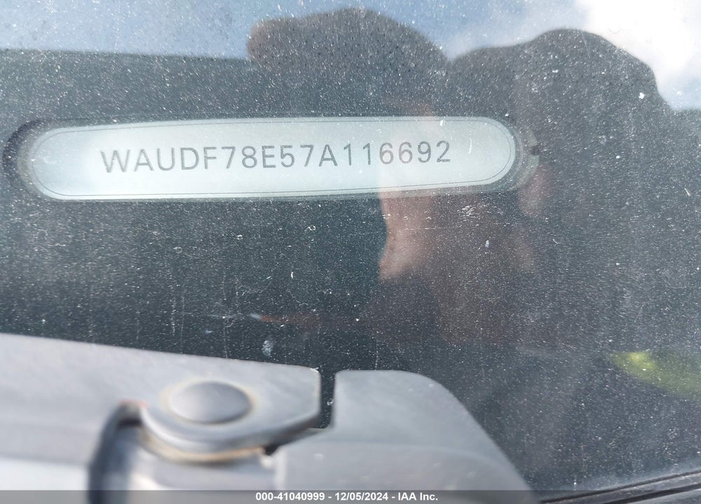 2007 AUDI A4 2.0T VIN: WAUDF78E57A116692