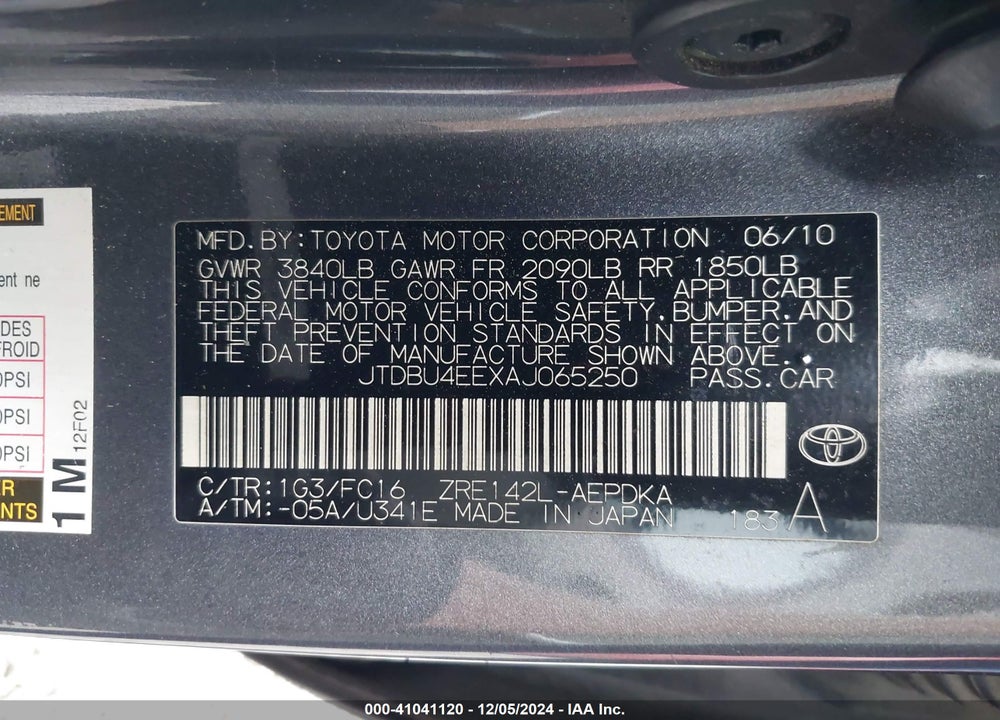 2010 TOYOTA COROLLA LE VIN: JTDBU4EEXAJ065250