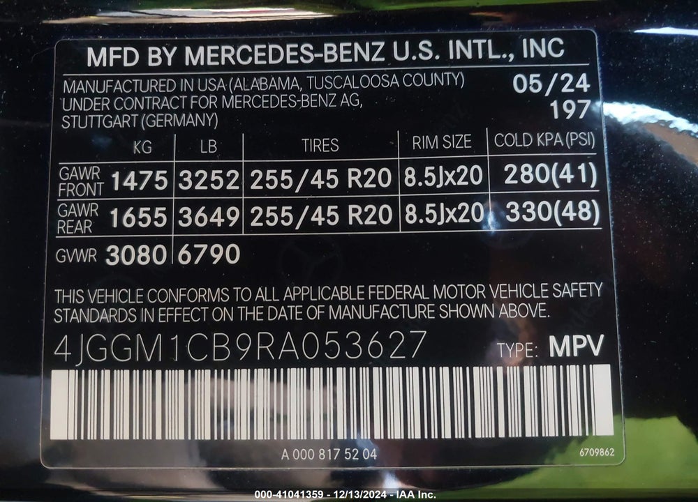2024 MERCEDES-BENZ EQE 350 SUV 4MATIC VIN: 4JGGM1CB9RA053627