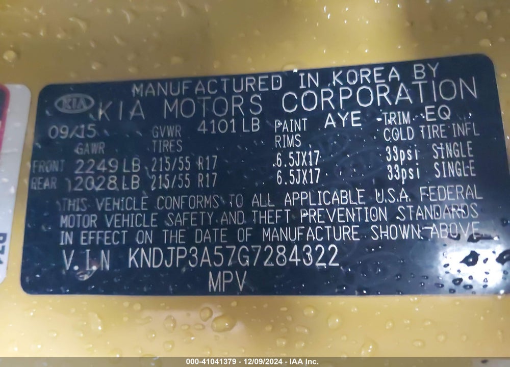 2016 KIA SOUL VIN: KNDJP3A57G7284322