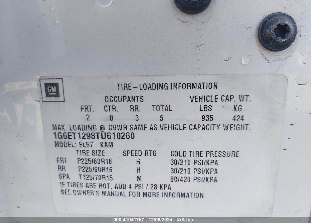 1996 CADILLAC ELDORADO TOURING VIN: 1G6ET1298TU610260