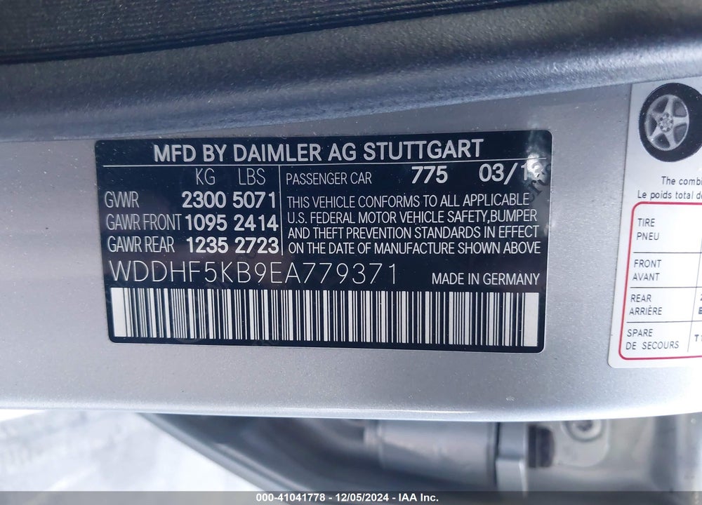 2014 MERCEDES-BENZ E 350 VIN: WDDHF5KB9EA779371