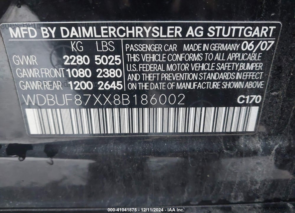 2008 MERCEDES-BENZ E 350 4MATIC VIN: WDBUF87XX8B186002