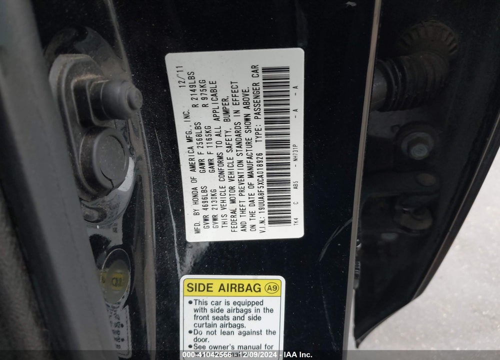 2012 ACURA TL 3.5 VIN: 19UUA8F5XCA018926