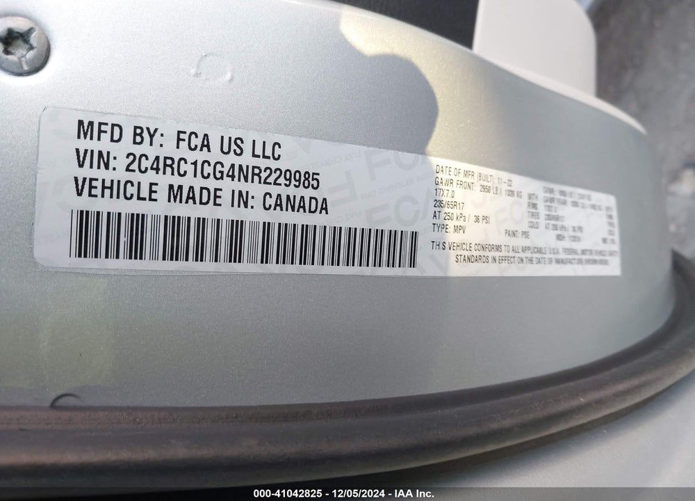 2022 CHRYSLER VOYAGER LX VIN: 2C4RC1CG4NR229985
