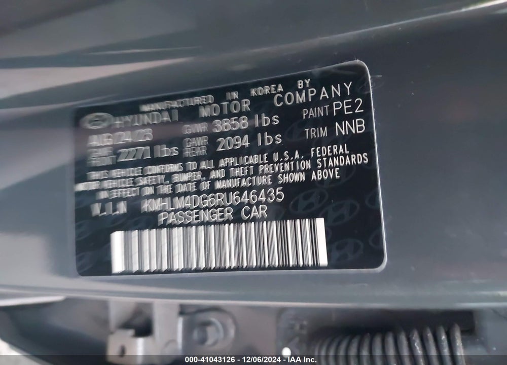 2024 HYUNDAI ELANTRA VIN: KMHLM4DG6RU646435