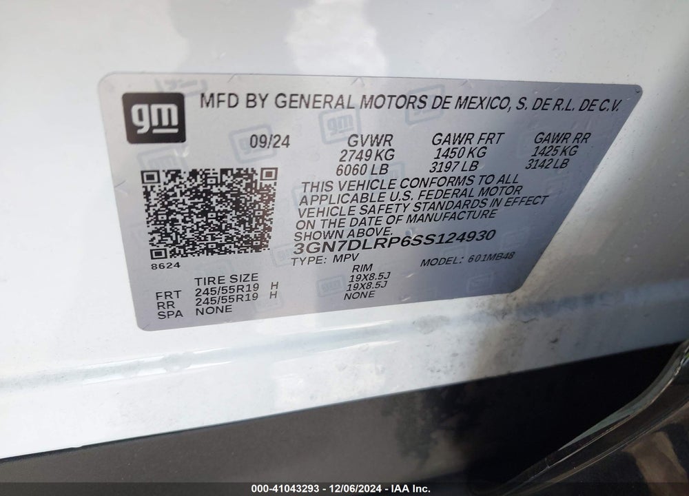 2025 CHEVROLET EQUINOX EV LT VIN: 3GN7DLRP6SS124930