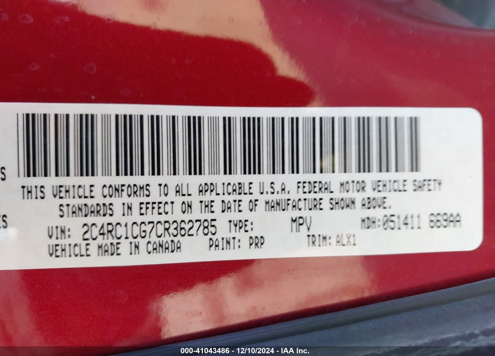 2012 CHRYSLER TOWN & COUNTRY TOURING-L VIN: 2C4RC1CG7CR362785