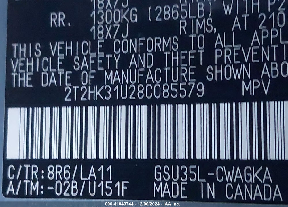 2008 LEXUS RX 350 VIN: 2T2HK31U28C085579