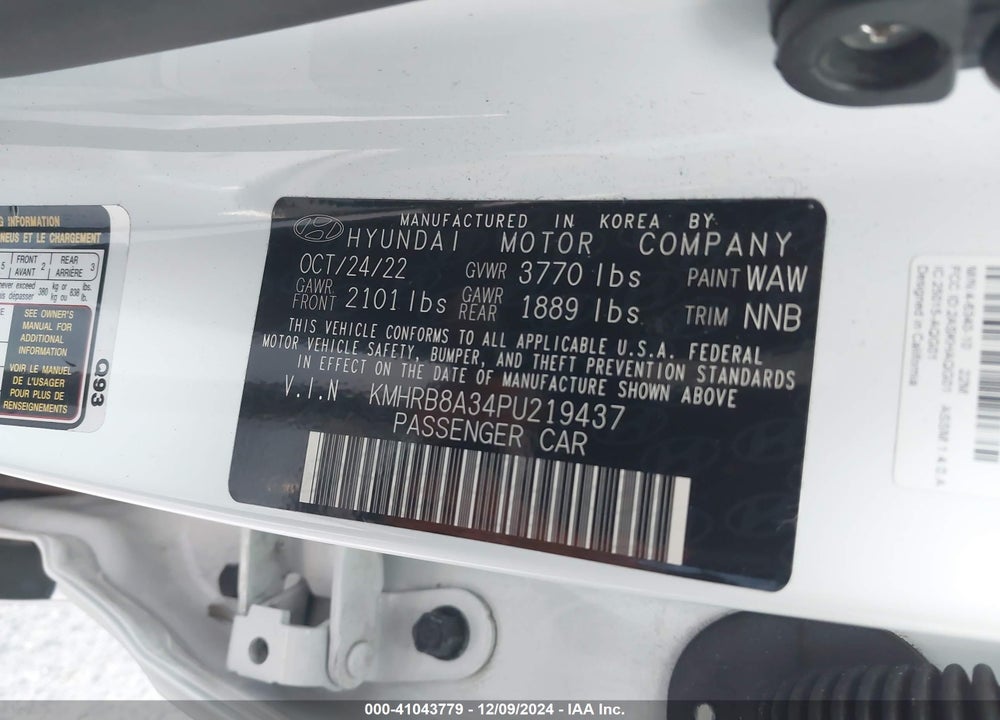 2023 HYUNDAI VENUE VIN: KMHRB8A34PU219437