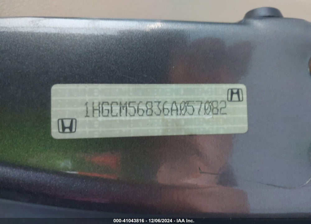 2006 HONDA ACCORD 2.4 EX VIN: 1HGCM56836A057082