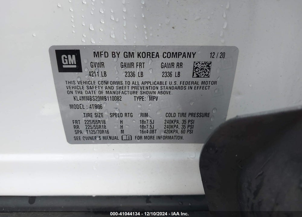 2021 BUICK ENCORE GX FWD PREFERRED VIN: KL4MMBS20MB110082