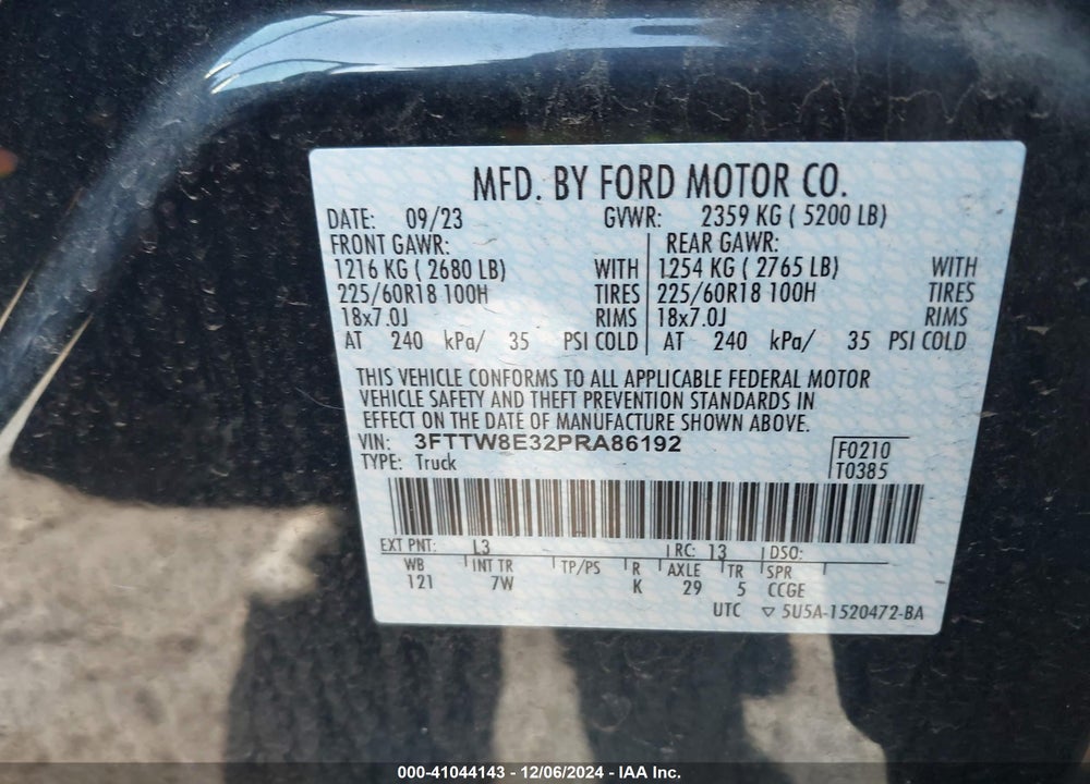 2023 FORD MAVERICK XLT VIN: 3FTTW8E32PRA86192