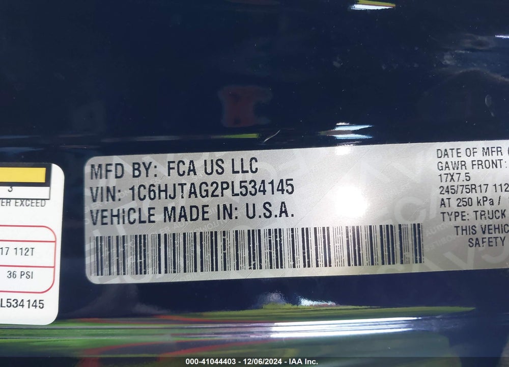 2023 JEEP GLADIATOR SPORT S 4X4 VIN: 1C6HJTAG2PL534145