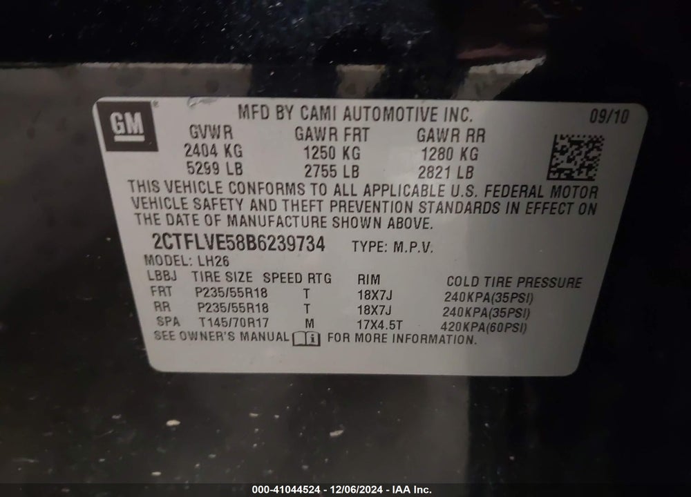 2011 GMC TERRAIN SLT-1 VIN: 2CTFLVE58B6239734