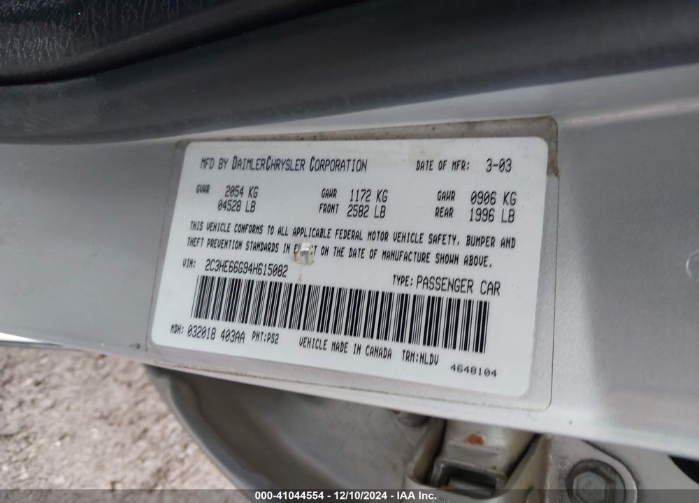 2004 CHRYSLER 300M VIN: 2C3HE66G94H615082
