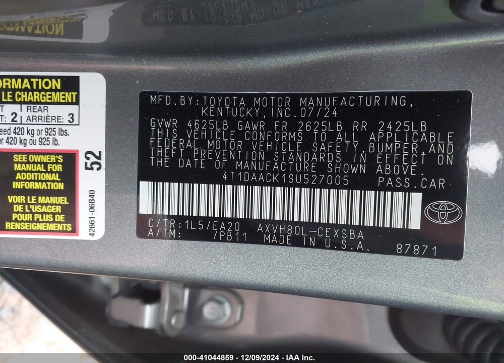 2025 TOYOTA CAMRY SE VIN: 4T1DAACK1SU527005