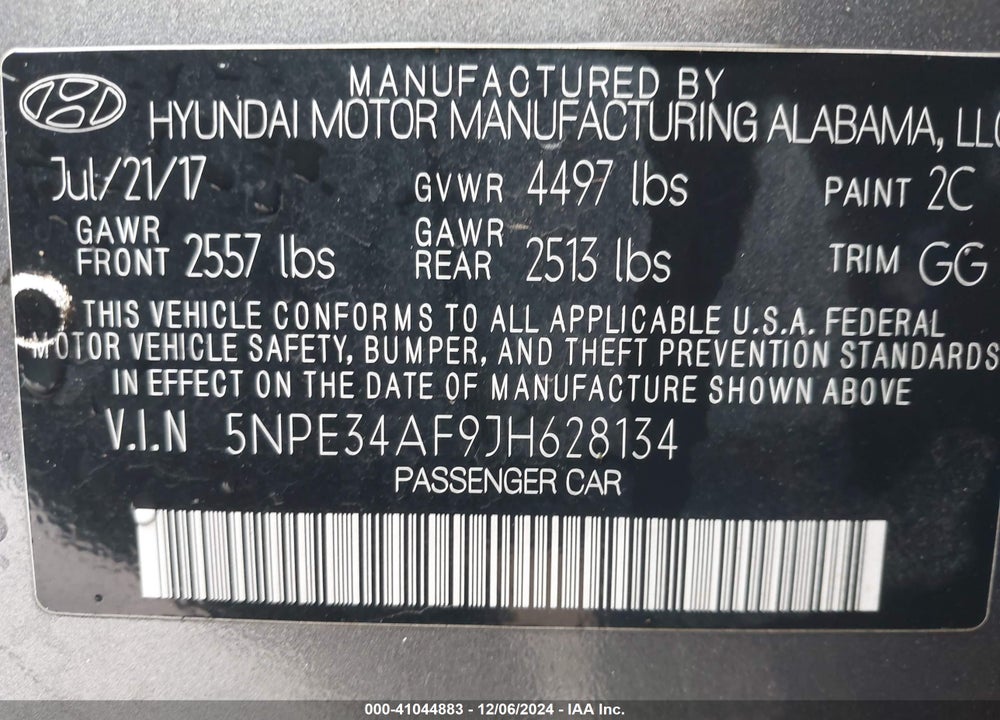 2018 HYUNDAI SONATA LIMITED VIN: 5NPE34AF9JH628134
