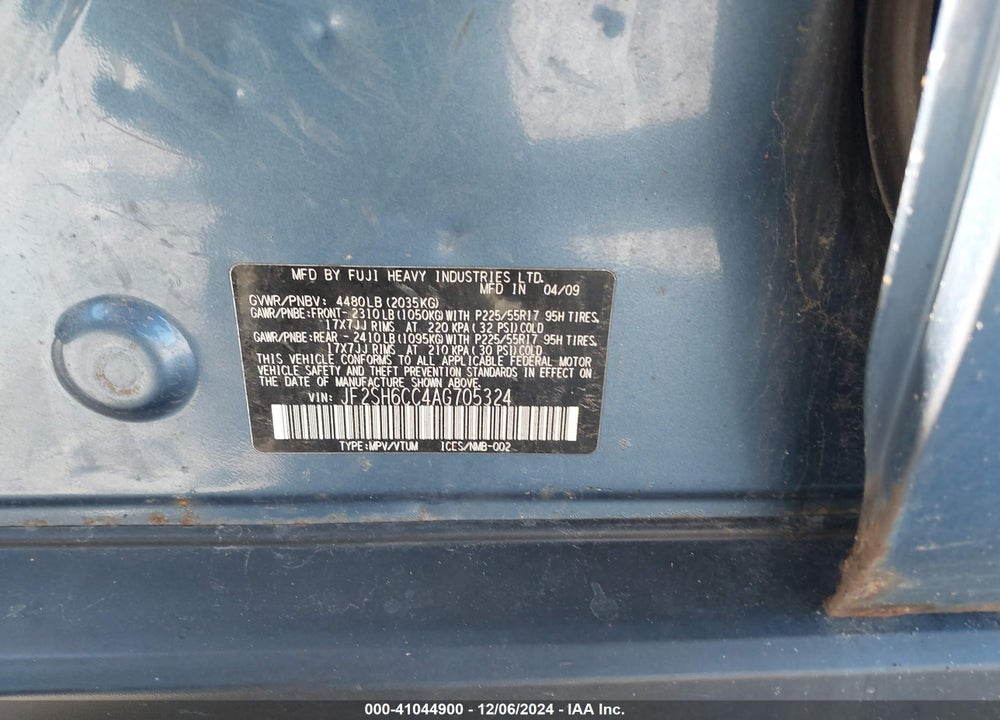 2010 SUBARU FORESTER 2.5X PREMIUM VIN: JF2SH6CC4AG705324