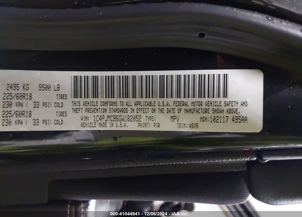 2016 JEEP CHEROKEE ALTITUDE VIN: 1C4PJMCB6GW182052
