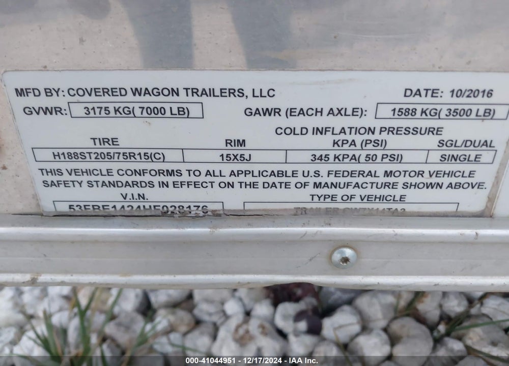 1999 TRAILER --- VIN: 53EBE1424HE028176