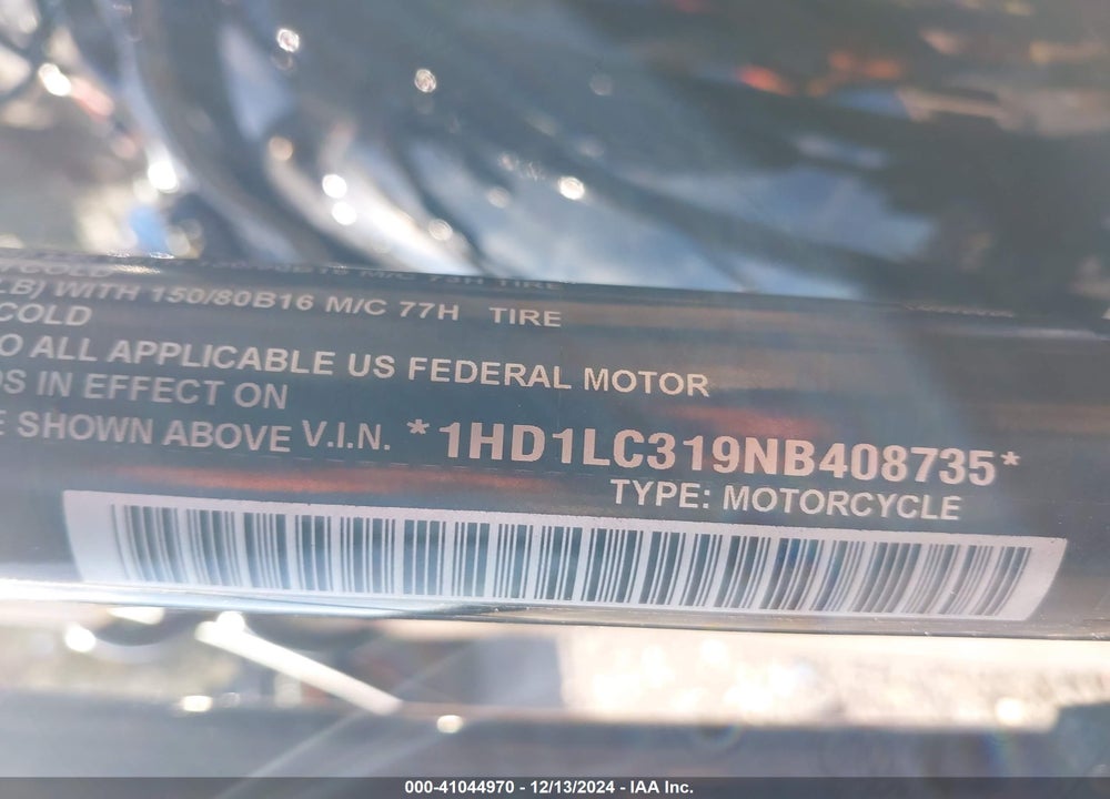 2022 HARLEY-DAVIDSON XL1200 X VIN: 1HD1LC319NB408735