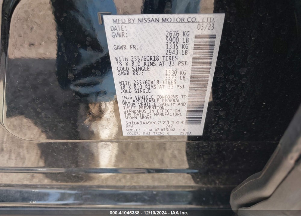 2023 NISSAN PATHFINDER VIN: 5N1DR3AA9PC271143