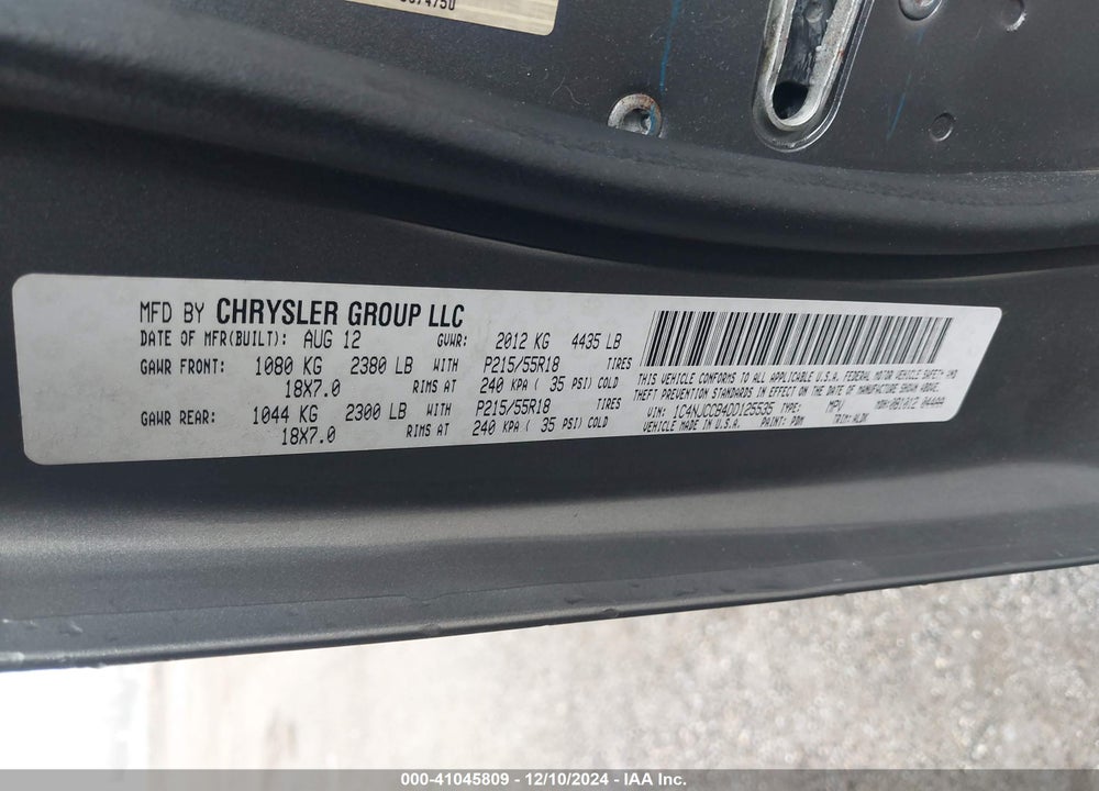 2013 JEEP COMPASS LIMITED VIN: 1C4NJCCB4DD125535