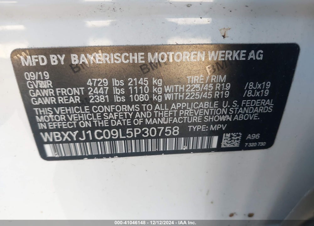 2020 BMW X2 XDRIVE28I VIN: WBXYJ1C09L5P30758