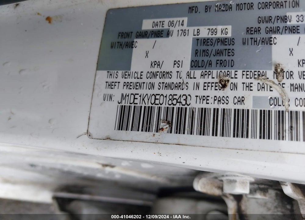 2014 MAZDA 2 SPORT VIN: JM1DE1KY0E0185430