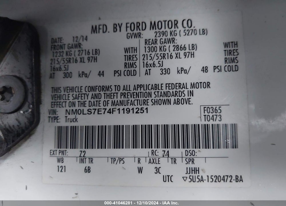 2015 FORD TRANSIT CONNECT VIN: NM0LS7E74F1191251