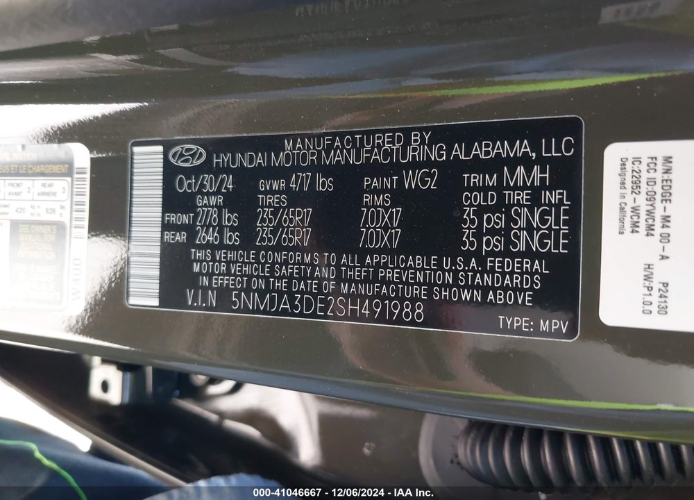 2025 HYUNDAI TUCSON SE VIN: 5NMJA3DE2SH491988