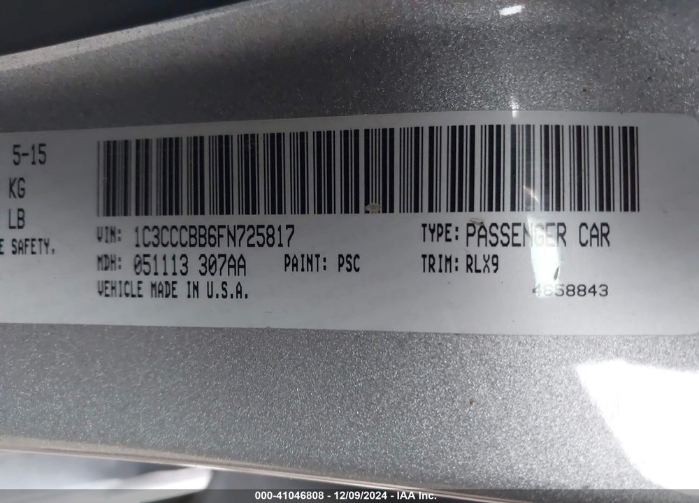 2015 CHRYSLER 200 S VIN: 1C3CCCBB6FN725817