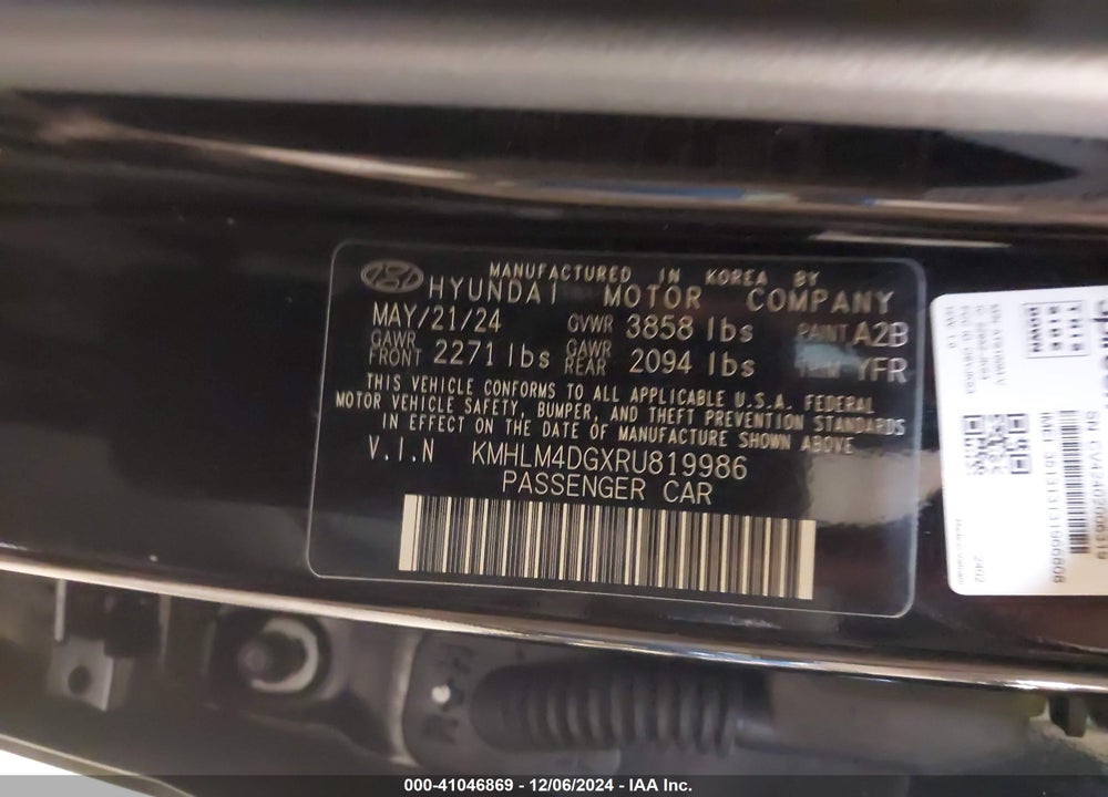 2024 HYUNDAI ELANTRA SEL VIN: KMHLM4DGXRU819986