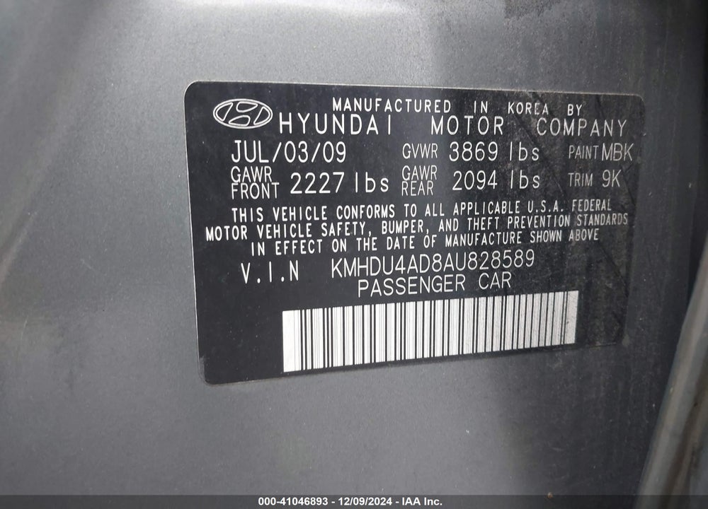 2010 HYUNDAI ELANTRA GLS VIN: KMHDU4AD8AU828589