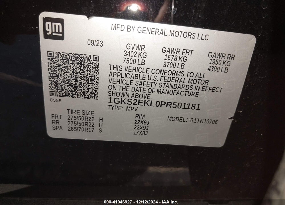2023 GMC YUKON 4WD DENALI ULTIMATE VIN: 1GKS2EKL0PR501181
