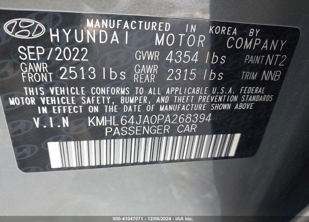 2023 HYUNDAI SONATA SEL VIN: KMHL64JA0PA268394