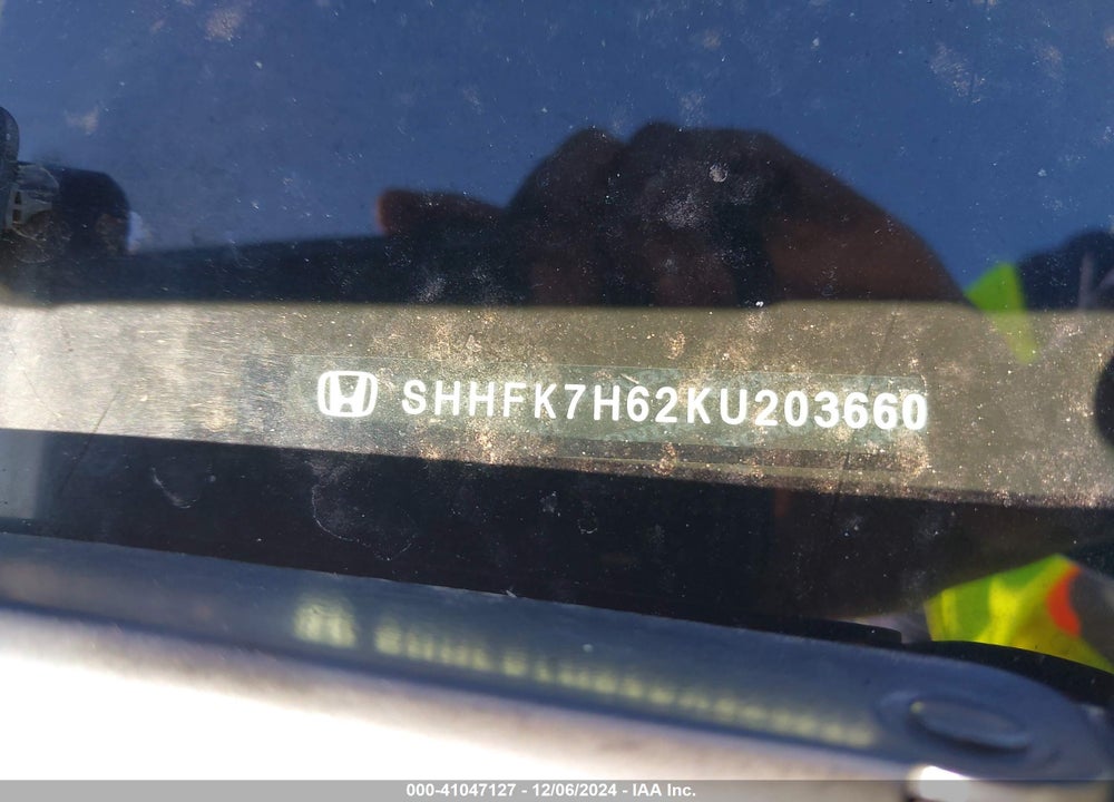 2019 HONDA CIVIC EX VIN: SHHFK7H62KU203660