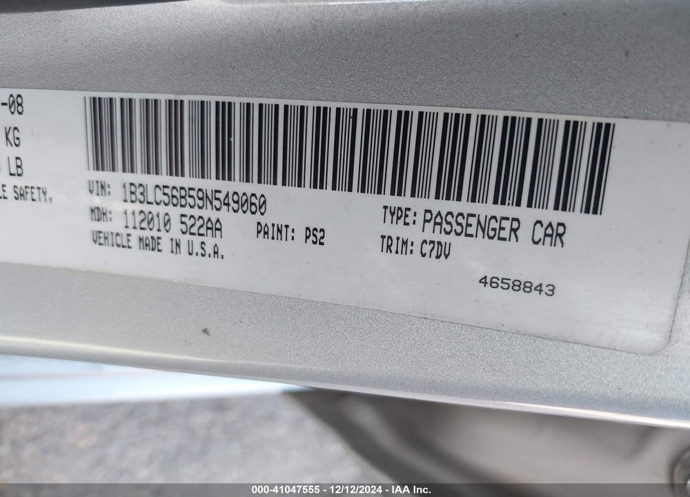 2009 DODGE AVENGER R/T VIN: 1B3LC56B59N549060