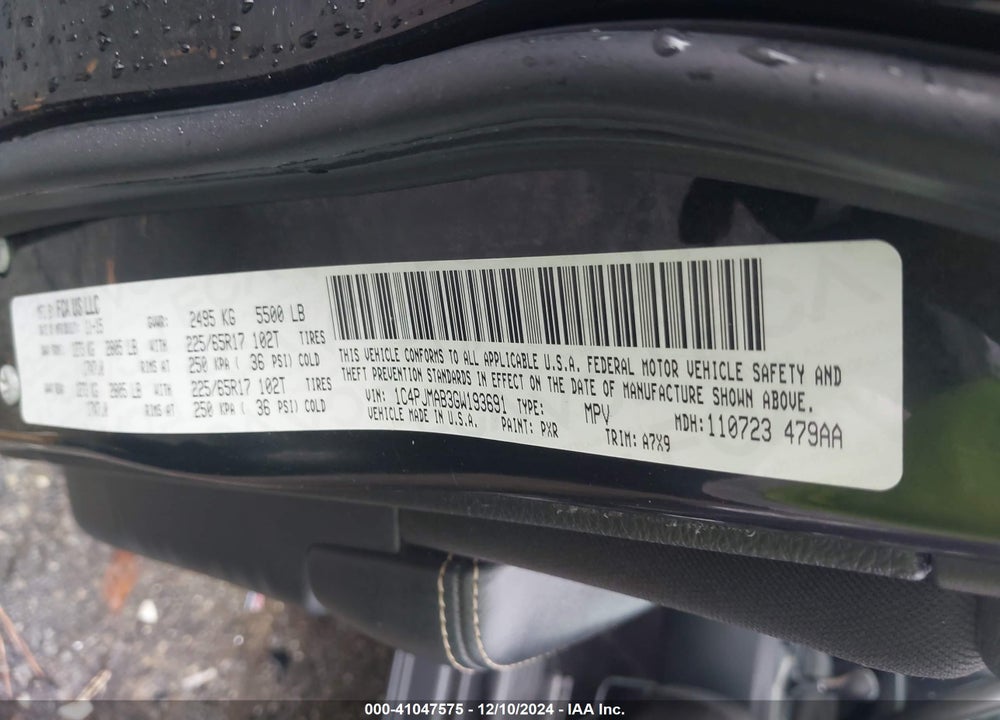 2016 JEEP CHEROKEE SPORT VIN: 1C4PJMAB3GW193691