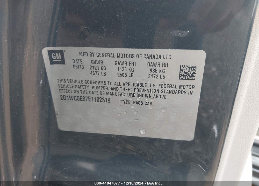 2014 CHEVROLET IMPALA LIMITED LTZ VIN: 2G1WC5E37E1102319