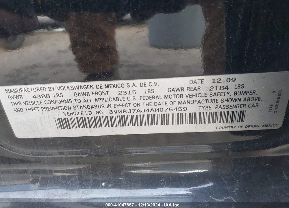 2010 VOLKSWAGEN JETTA WOLFSBURG EDITION VIN: 3VWRJ7AJ4AM075459