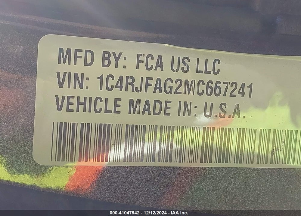2021 JEEP GRAND CHEROKEE LAREDO E 4X4 VIN: 1C4RJFAG2MC667241
