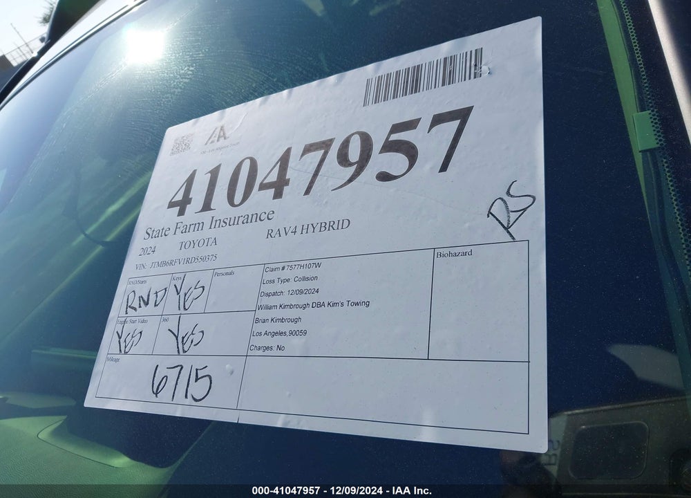 2024 TOYOTA RAV4 HYBRID XLE PREMIUM VIN: JTMB6RFV1RD550375