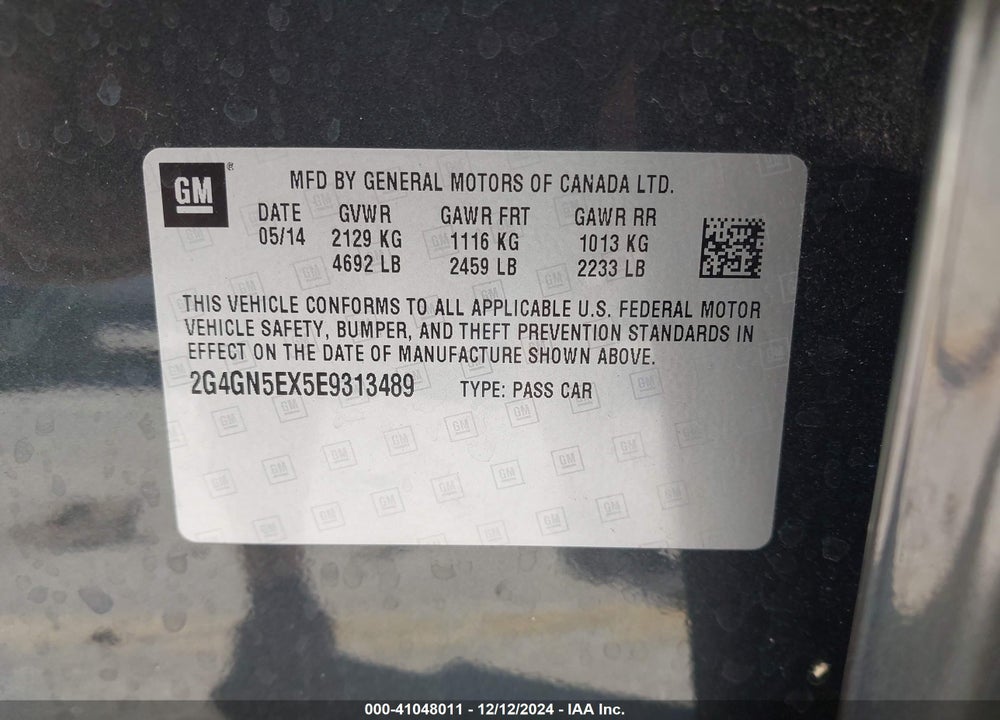 2014 BUICK REGAL TURBO/E-ASSIST PREMIUM I VIN: 2G4GN5EX5E9313489