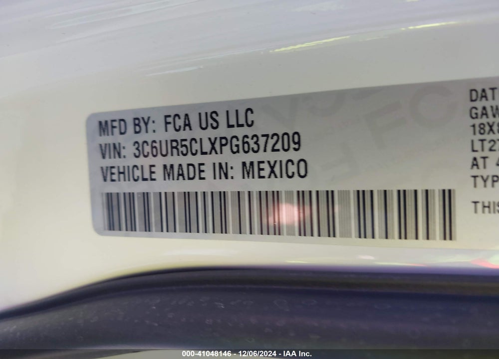2023 RAM 2500 TRADESMAN 4X4 6'4 BOX VIN: 3C6UR5CLXPG637209