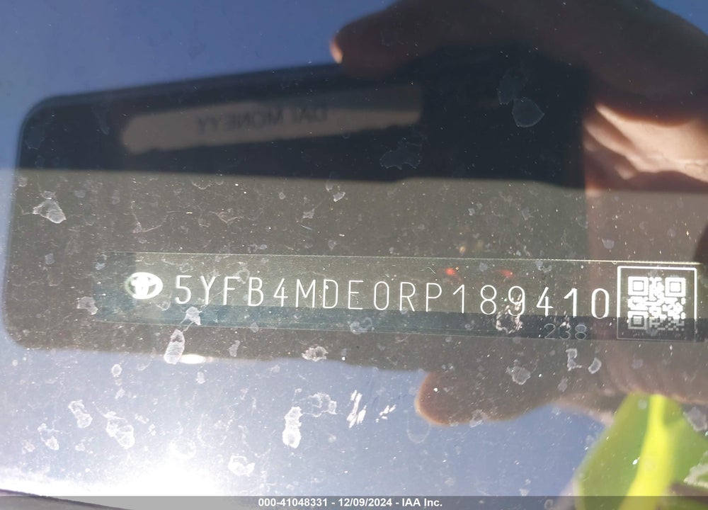 2024 TOYOTA COROLLA LE VIN: 5YFB4MDE0RP189410